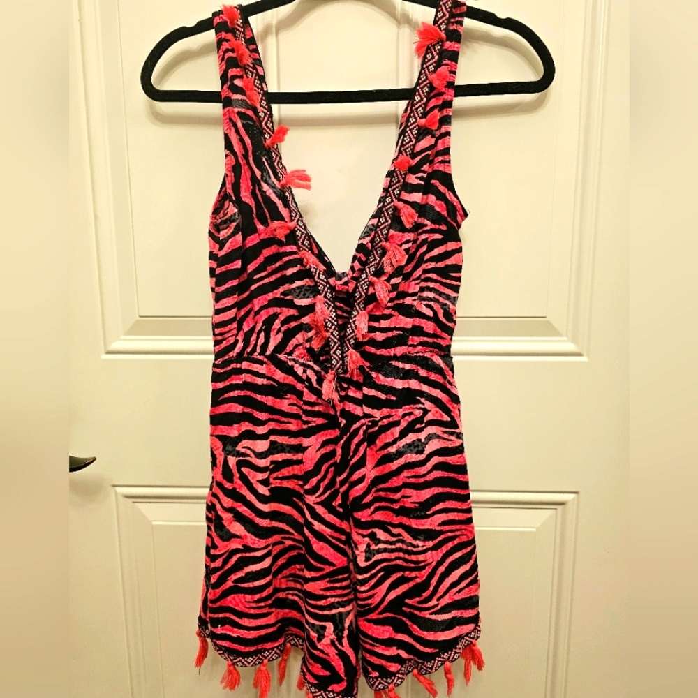 ASOS Beach Cover Up Romper Shorts One-piece pink leopard 🐆 💗 size 0